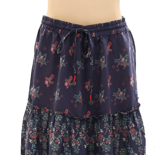 Odd Molly Anthropologie Paisley Floral Printed Midi Skirt