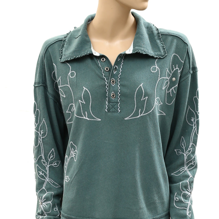 Free people Floral Embroidered Blouse Shirt Top