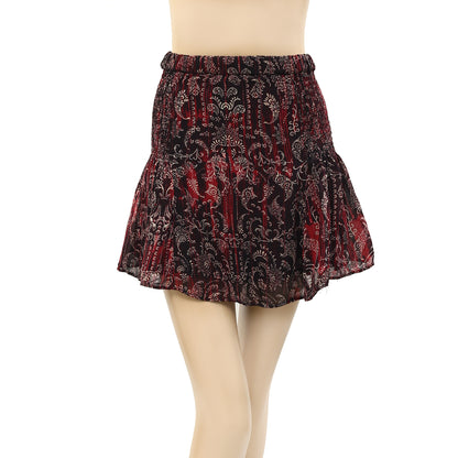 IRO Adelespe Printed Paisley Smocked Mini Skirt