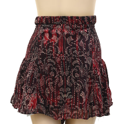 IRO Adelespe Printed Paisley Smocked Mini Skirt