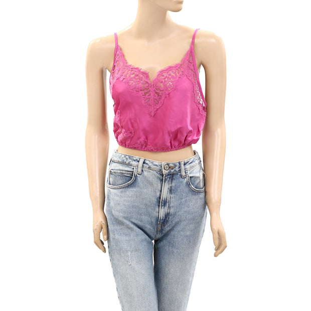 Intimately Free People Night Out Blouson Brami Lace Cami Cropped Top