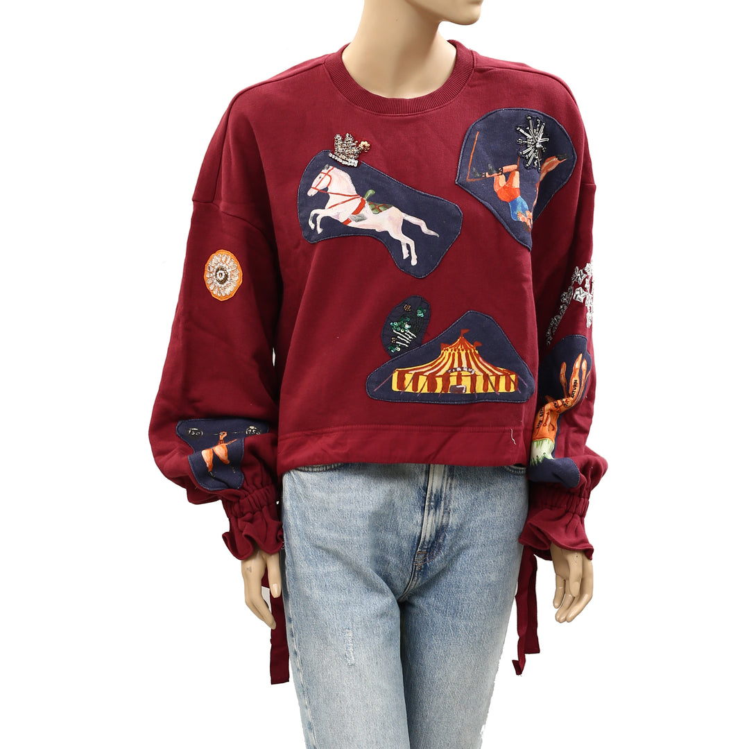 Anthropologie Maeve x Nathalie Lete Circus Long-Sleeve Drawstring Top