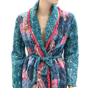 By Anthropologie Quilted Robe Floral Printed Cover-Up Tunic Top