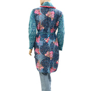 By Anthropologie Quilted Robe Floral Printed Cover-Up Tunic Top