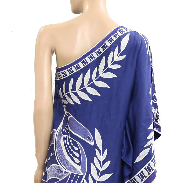 Farm Rio Anthropologie One Shoulder Lace Mini Dress