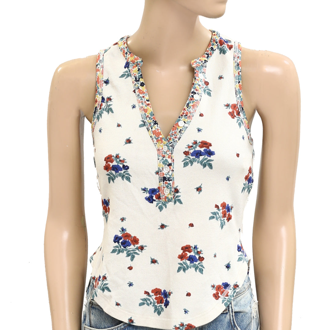 By Anthropologie Floral Printed Ribbed Tank Top