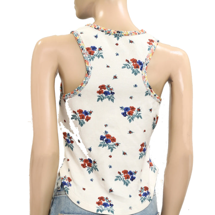 By Anthropologie Floral Printed Ribbed Tank Top