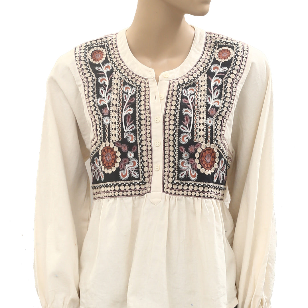BA&SH AALEC Floral Embroidered Blouse Top