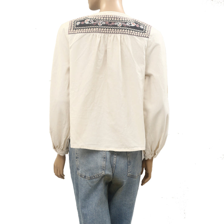 BA&SH AALEC Floral Embroidered Blouse Top