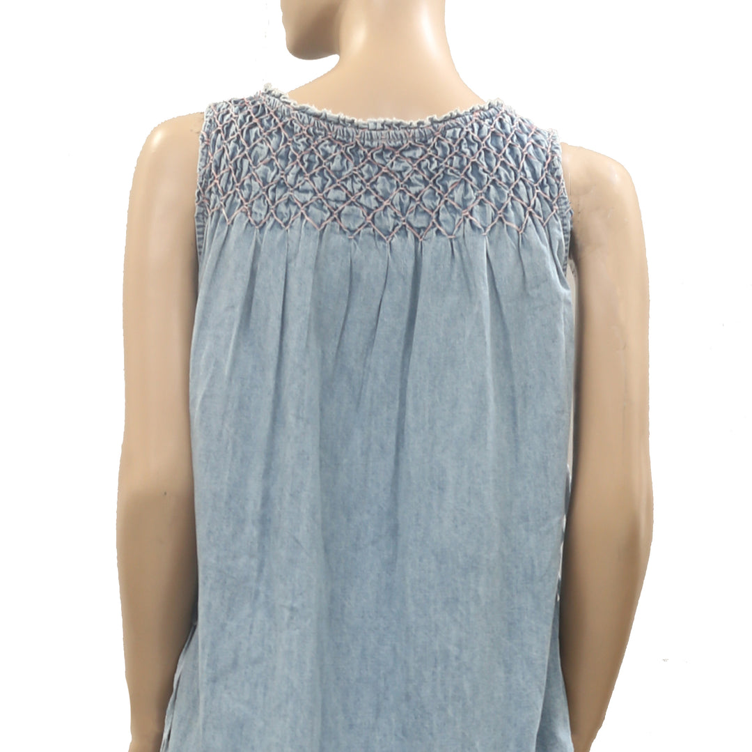 Free People Maisie Smocked Denim Mini Dress