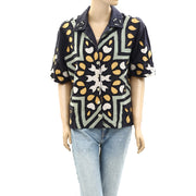 Sea New York Kaia Kaleidoscope Applique Short-Sleeve Top