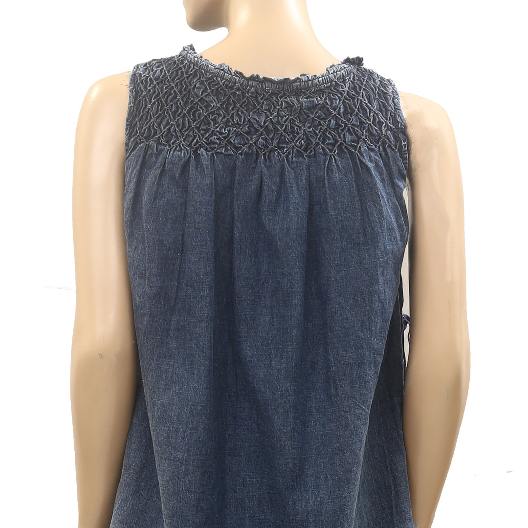Free People Maisie Smocked Denim Mini Dress