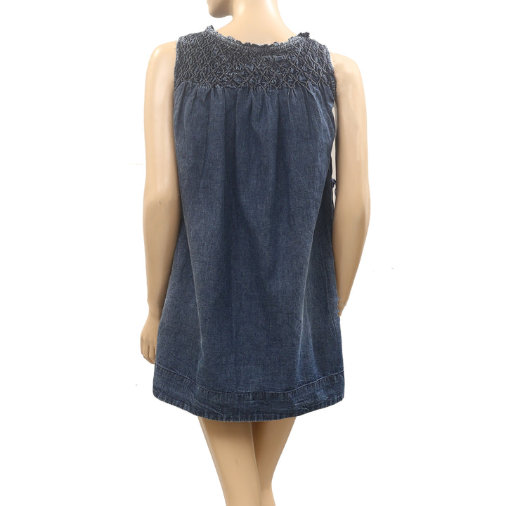 Free People Maisie Smocked Denim Mini Dress