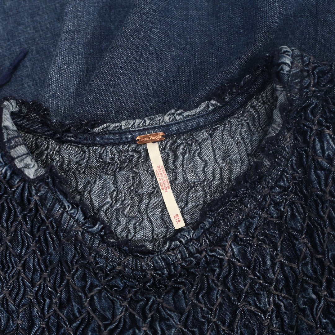 Free People Maisie Smocked Denim Mini Dress