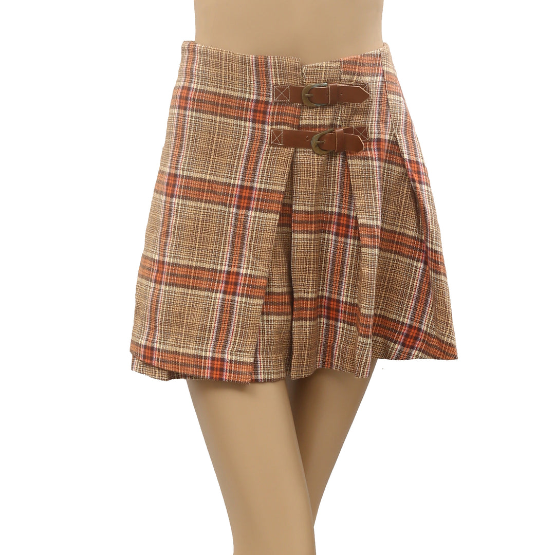 Free People Bali Tai Plaid Mini Skirt