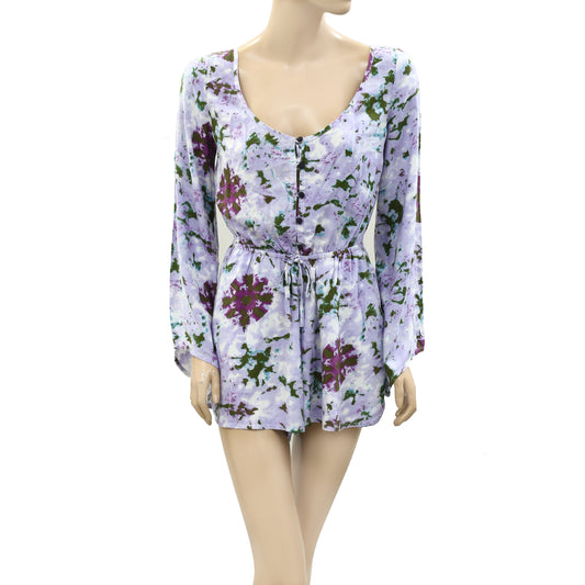 Kimchi Blue Urban Outfitters Printed Purple Romper Dress