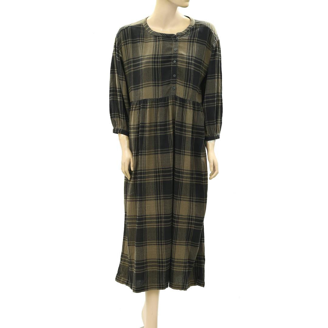 Current/Elliott Check & Mixted Plaid Midi Dress