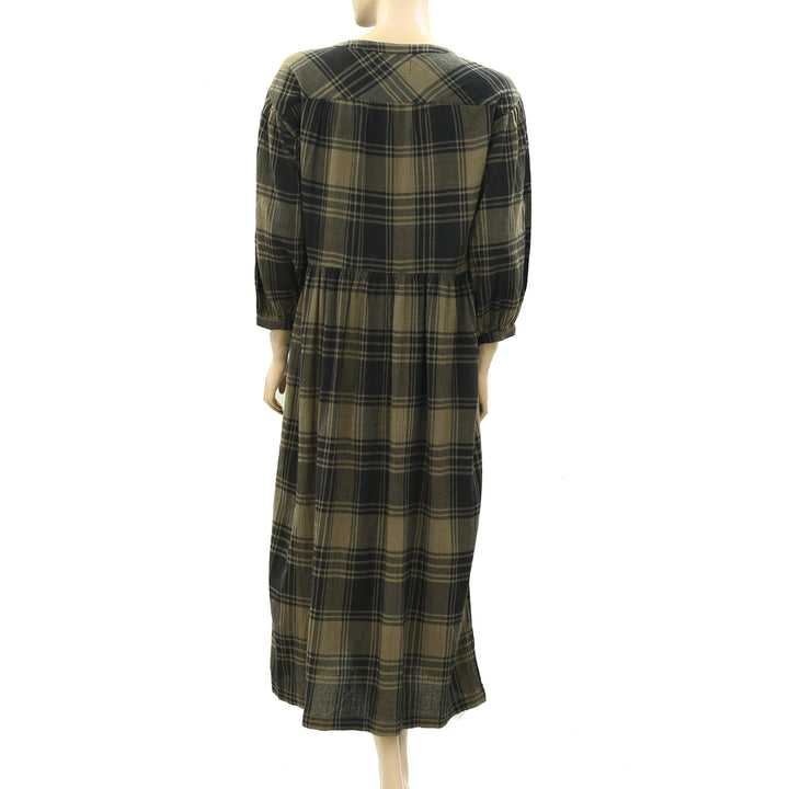 Current/Elliott Check & Mixted Plaid Midi Dress