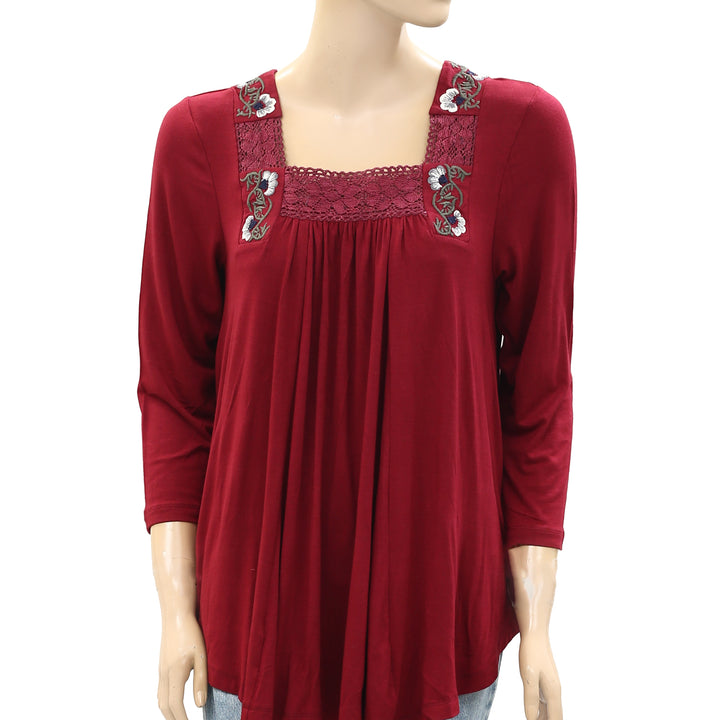 Caite Anthropologie Chelsea Embroidered Tunic Top