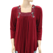 Caite Anthropologie Chelsea Embroidered Tunic Top