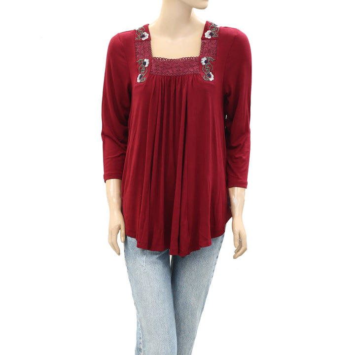 Caite Anthropologie Chelsea Embroidered Tunic Top