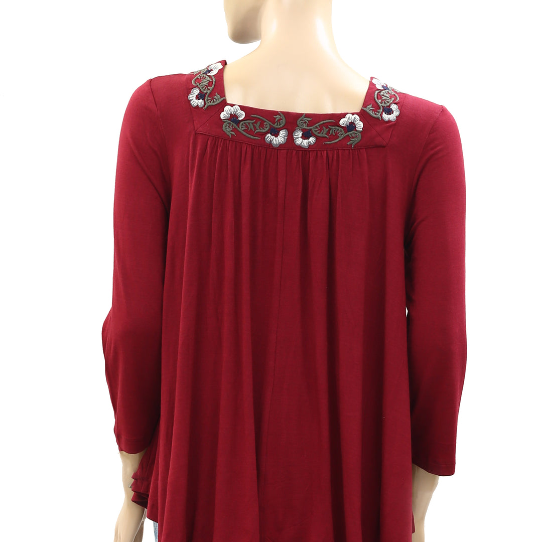 Caite Anthropologie Chelsea Embroidered Tunic Top