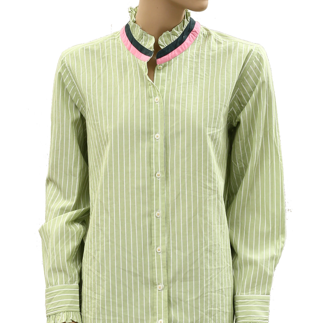 Kerri Rosenthal Mia Stripe Ruffle Shirt Top
