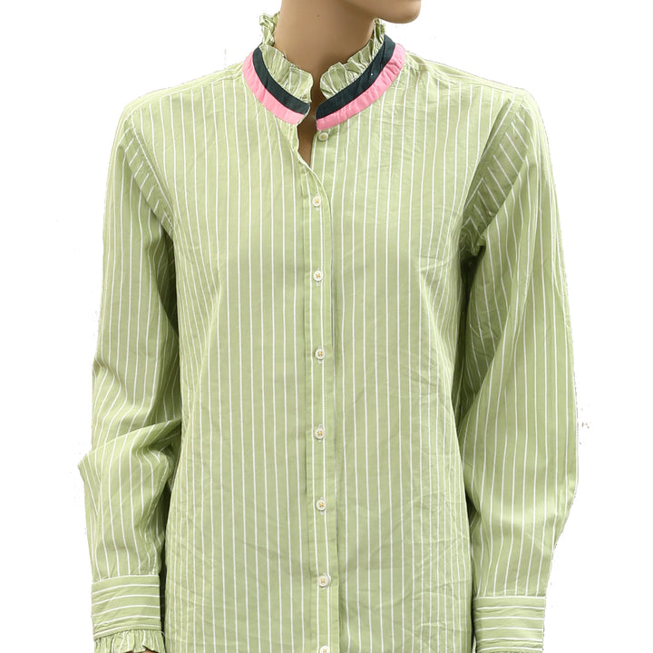 Kerri Rosenthal Mia Stripe Ruffle Shirt Top