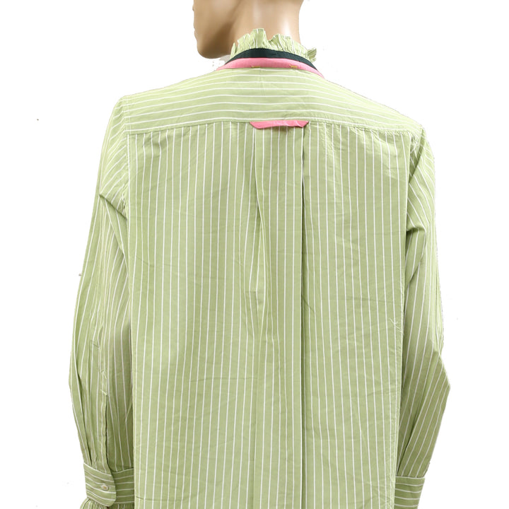 Kerri Rosenthal Mia Stripe Ruffle Shirt Top