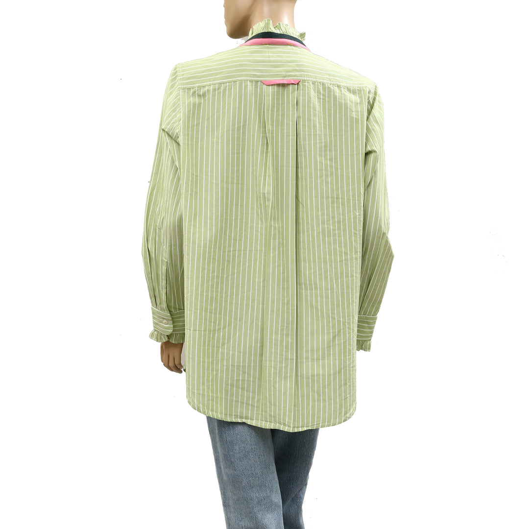 Kerri Rosenthal Mia Stripe Ruffle Shirt Top