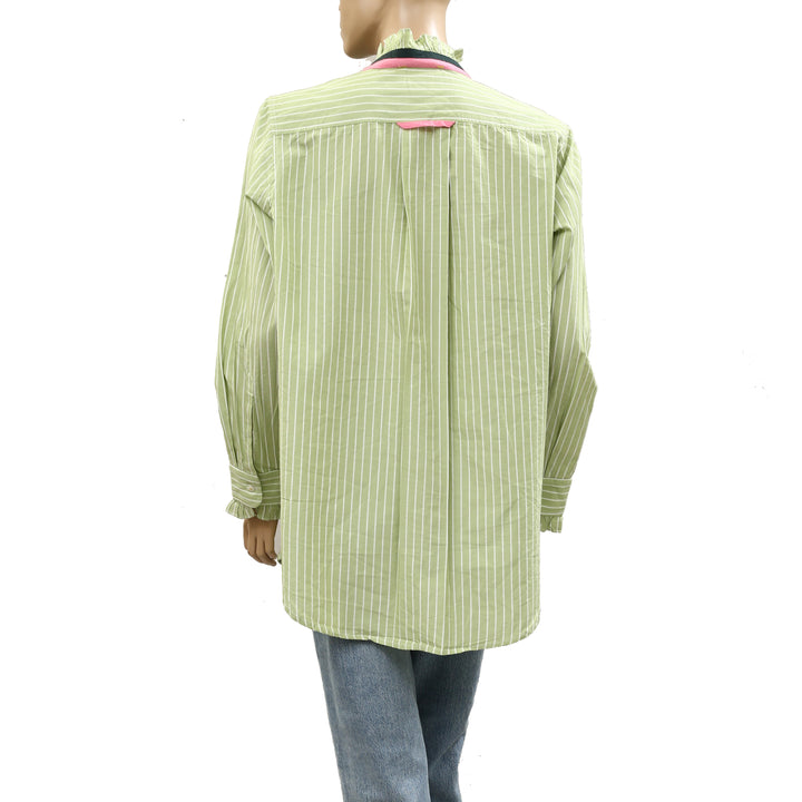 Kerri Rosenthal Mia Stripe Ruffle Shirt Top
