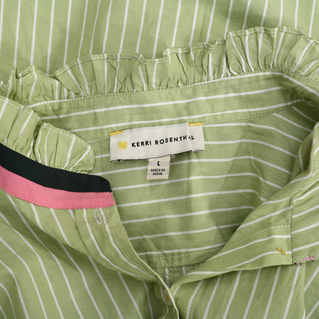 Kerri Rosenthal Mia Stripe Ruffle Shirt Top