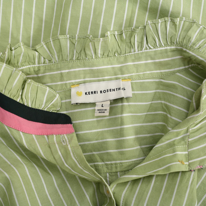 Kerri Rosenthal Mia Stripe Ruffle Shirt Top