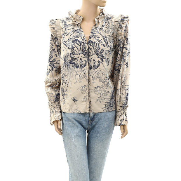 Anthropologie Love The Label Yaffe Print Jessie Blouse Top