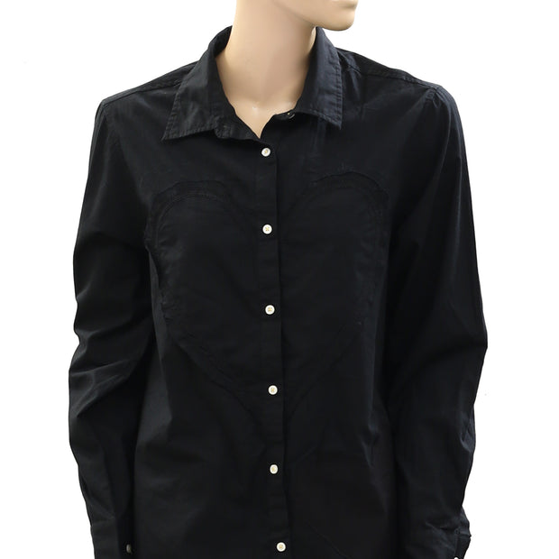 Kerri Rosenthal Heart Black Shirt Top