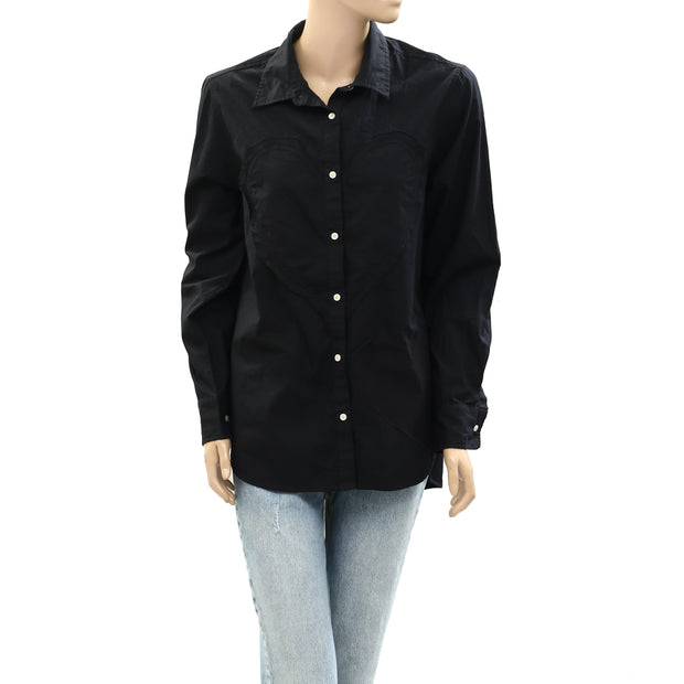 Kerri Rosenthal Heart Black Shirt Top