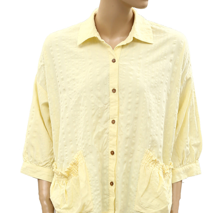 Free People Free-Est Just Like Me Seersucker Shirt Tunic Top