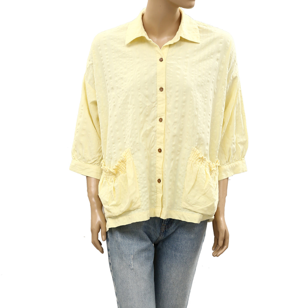 Free People Free-Est Just Like Me Seersucker Shirt Tunic Top