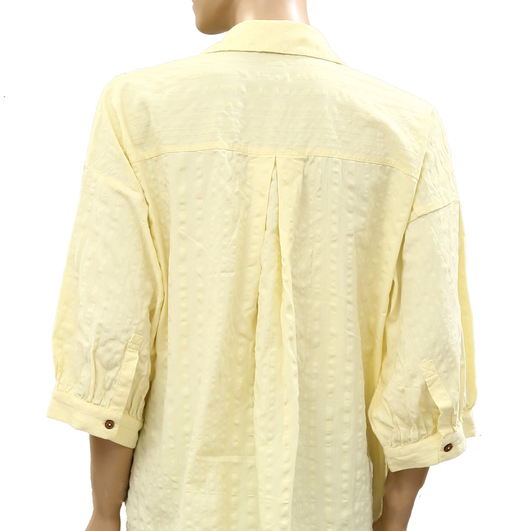 Free People Free-Est Just Like Me Seersucker Shirt Tunic Top