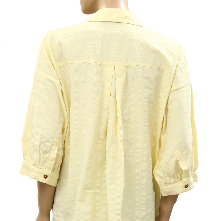 Free People Free-Est Just Like Me Seersucker Shirt Tunic Top