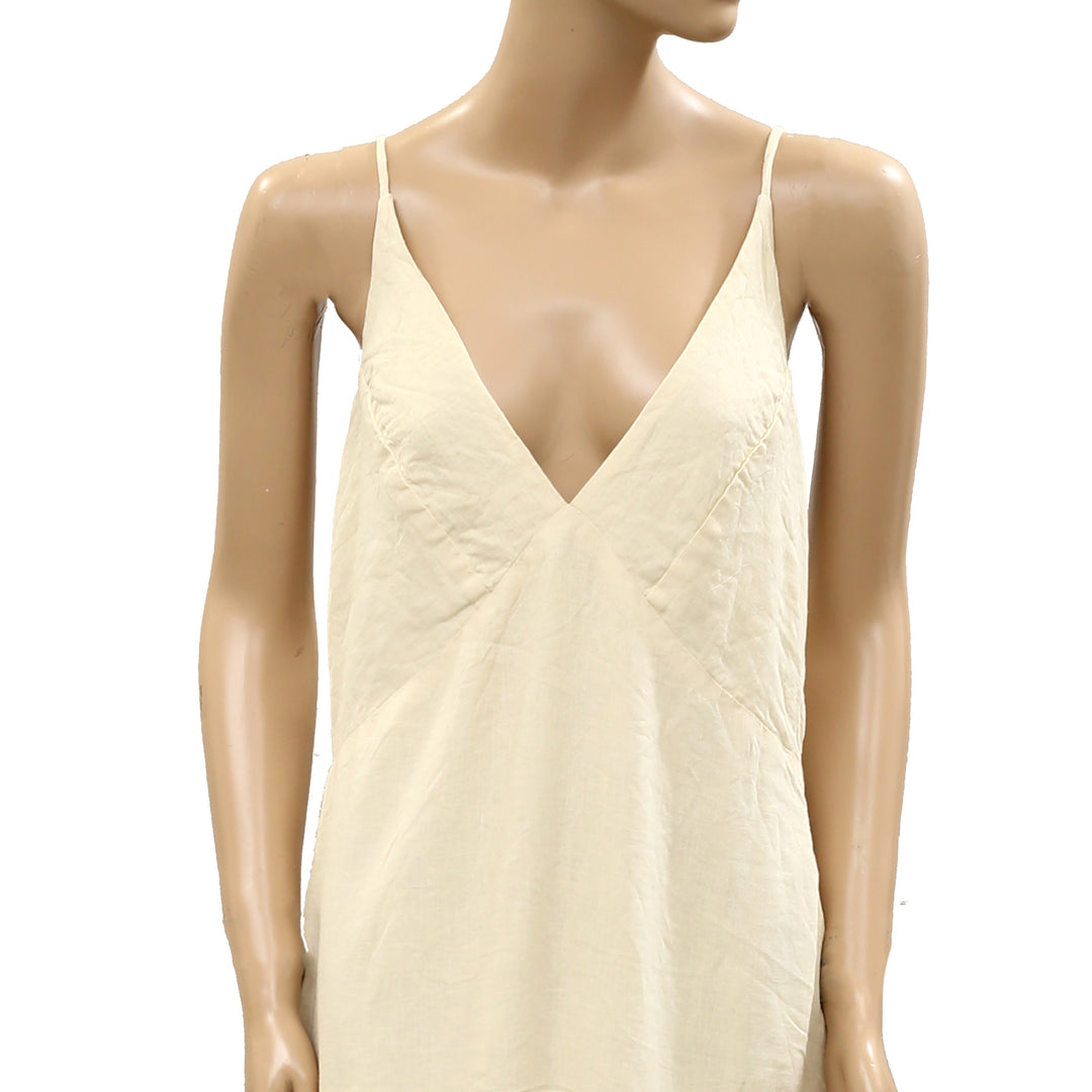 By Anthropologie Celandine Sleeveless Sheer Linen Maxi Slip Dress