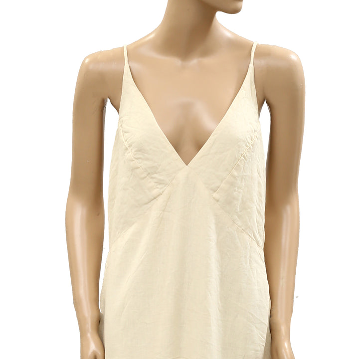 By Anthropologie Celandine Sleeveless Sheer Linen Maxi Slip Dress