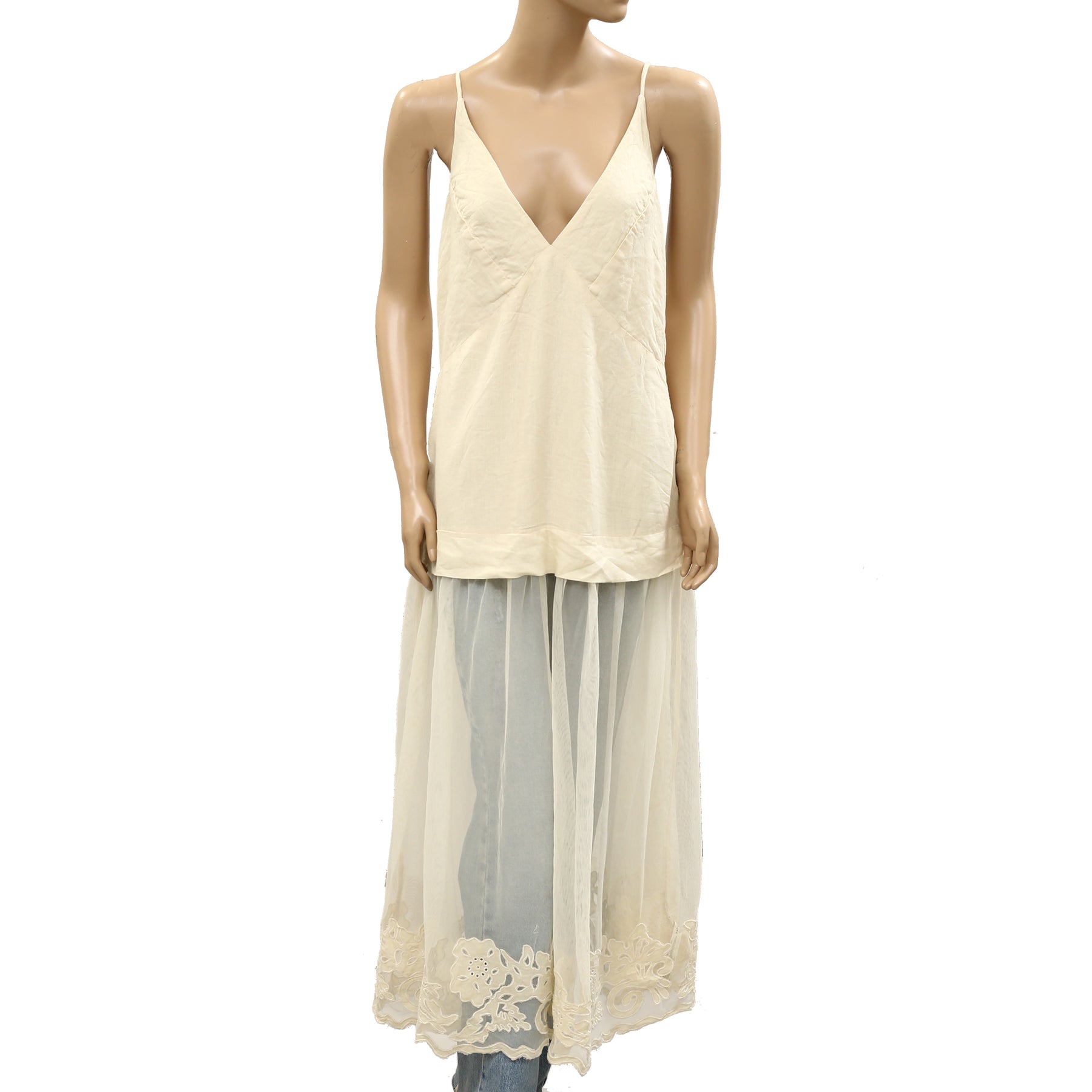 By Anthropologie Celandine Sleeveless Sheer Linen Maxi Slip Dress White Chocolate Couture By Anthropologie Celandine Sleeveless Sheer Linen Maxi Slip Dress White Chocolate Couture