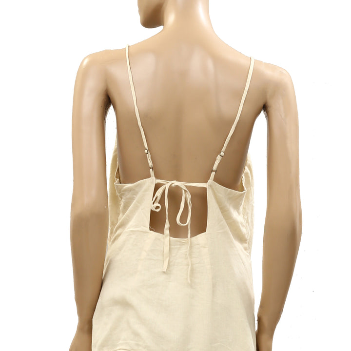 By Anthropologie Celandine Sleeveless Sheer Linen Maxi Slip Dress