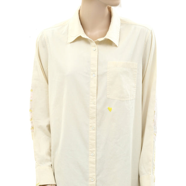 Kerri Rosenthal Solid Shirt Patchwork Love Tunic Top