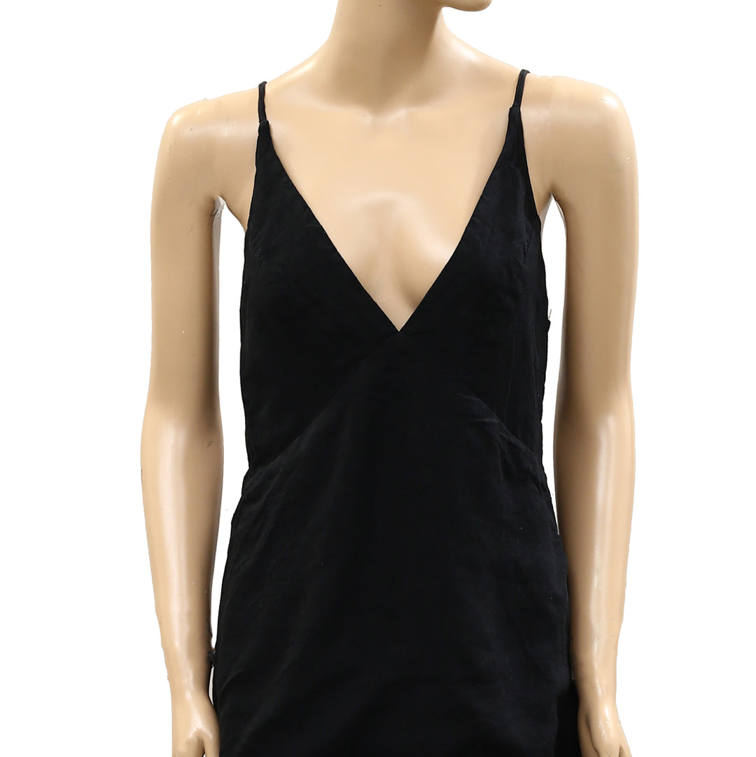 By Anthropologie Celandine Sleeveless Sheer Linen Maxi Slip Dress