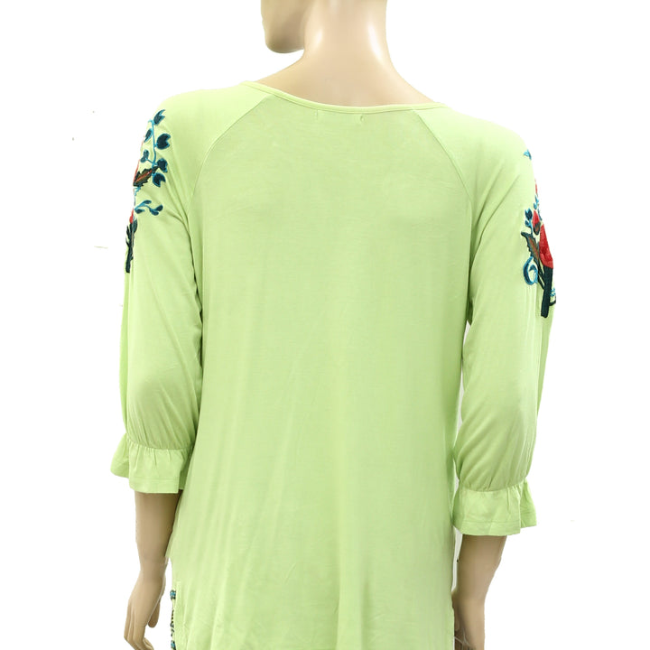 Caite Anthropologie Floral Embroidered Tunic Top