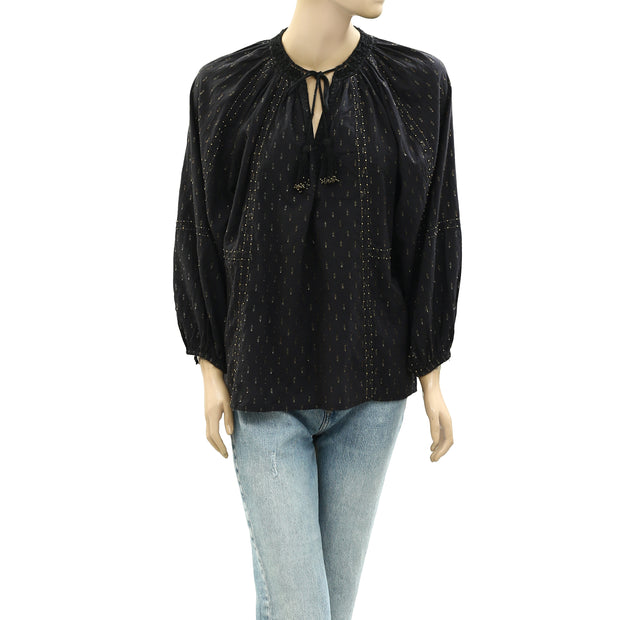 Ilio Nema Gold Beaded Blouse Top