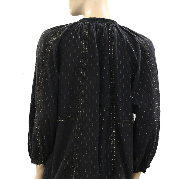 Ilio Nema Gold Beaded Blouse Top