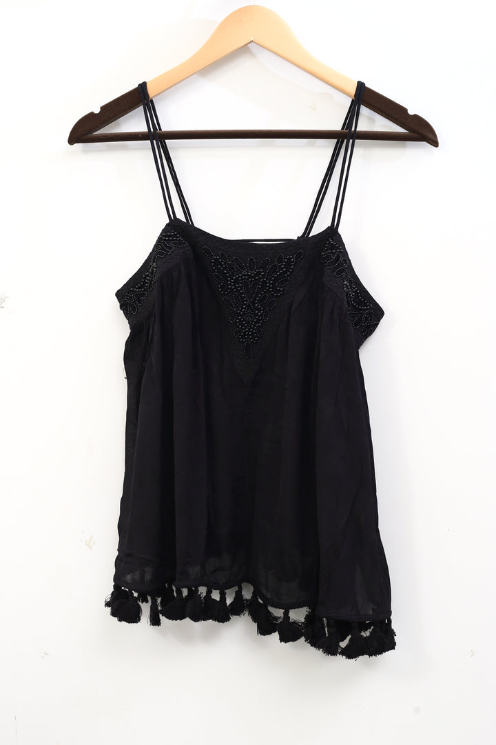 Ecote Urban Outfitters Bead Embellished Black Cami Top